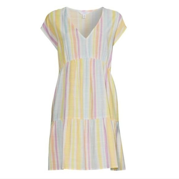 Time and Tru Women's Woven Print Dress with Flounce Hem V-Neck Size XXL - Picture 2 of 15